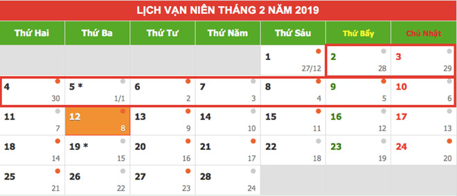 DÃ¢n sinh - Lá»ch nghá» Táº¿t Ká»· Há»£i 2019: Táº¿t DÆ°Æ¡ng lá»ch nghá» 4 ngÃ y, Táº¿t Ãm lá»ch nghá» 9 ngÃ y (HÃ¬nh 2).