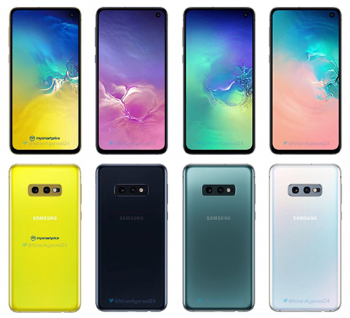 Bốn lựa chọn màu sắc trên Galaxy S10e. Ảnh: Gsmarena